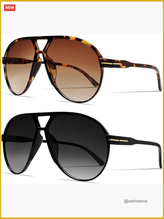 Retro Aviator Sunglasses Oversized Square Frames Plastic UV Protection main image 7
